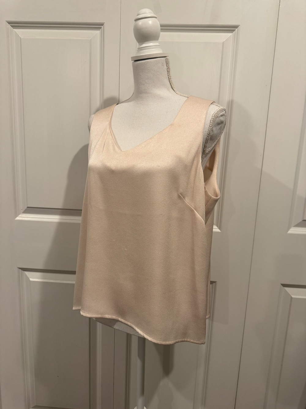 Zelda Blush Satin V-Neck Tank Top Plus Size 14